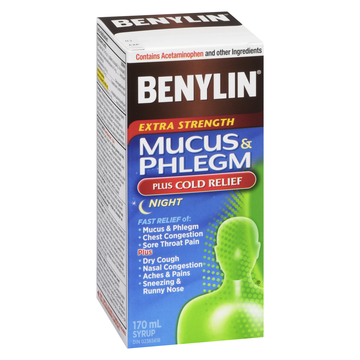 BENYLIN Extra Strength Mucus & Phlegm Plus Cold Relief Night Syrup, 170 mL