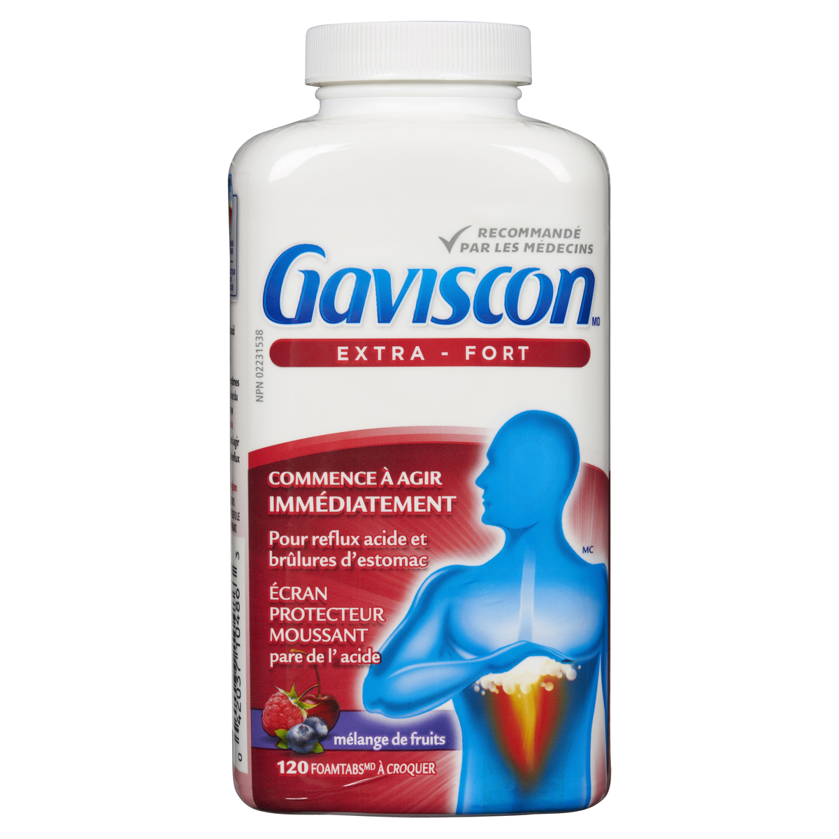 Gaviscon Extra Strength Chewable Foamtabs, Fruit Blend, 120 Tablets