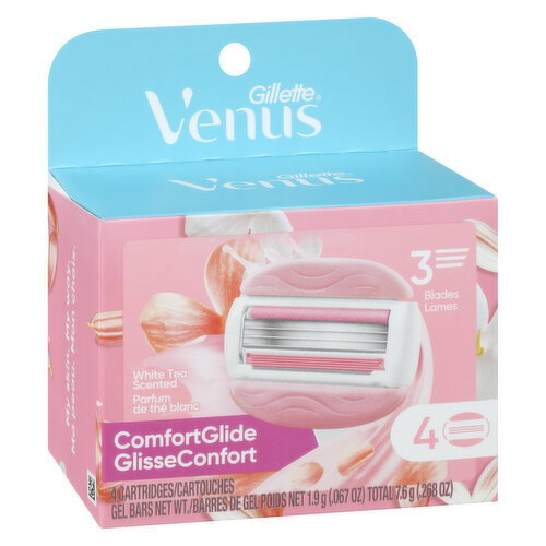 Gillette Venus ComfortGlide White Tea Razor Blade Refills, 4 Count
