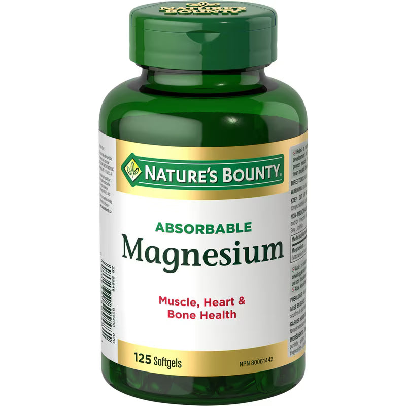 Nature's Bounty Absorbable Magnesium 400 mg Softgels, 125 Count