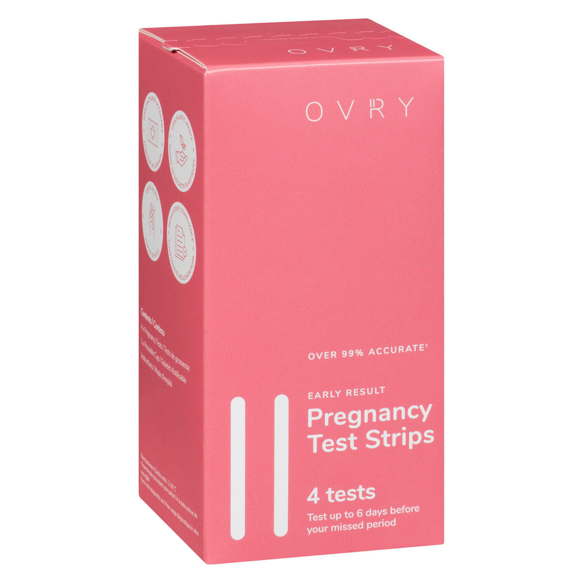Ovry Ultra-Sensitive Pregnancy Test Strips, Small Box, 4 Tests