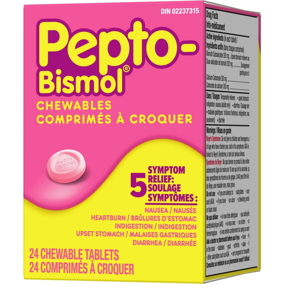 Pepto Junior Bubble Gum Flavour Antacid Chewable Tablets, 24 Tablets