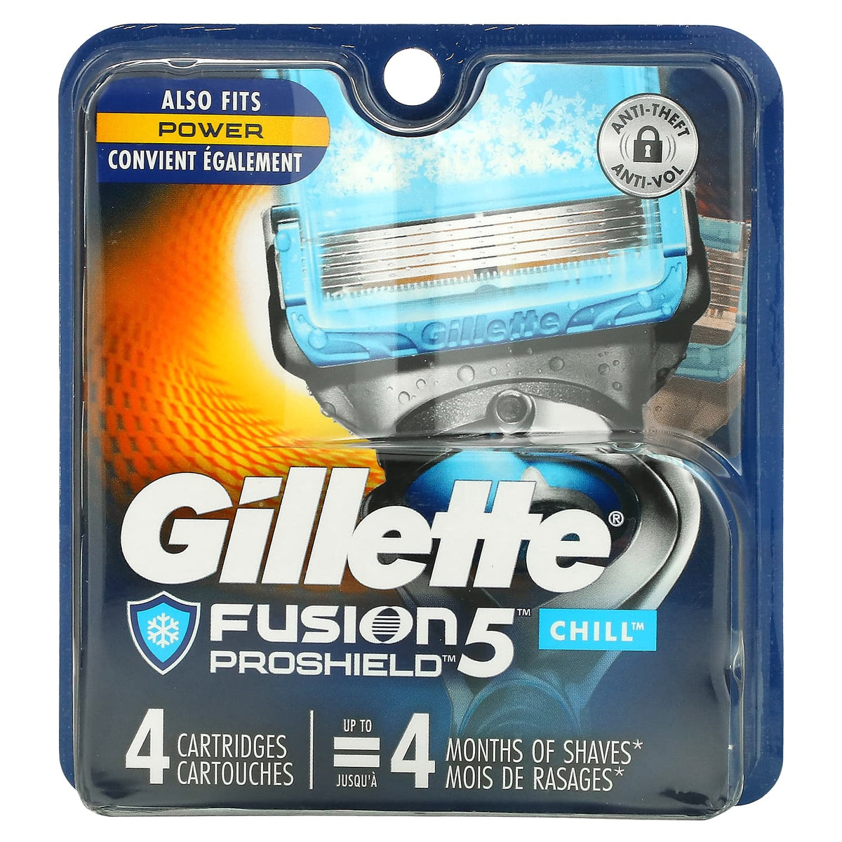 Gillette Fusion ProShield Chill Razor Blade Refills, 4 Cartridges