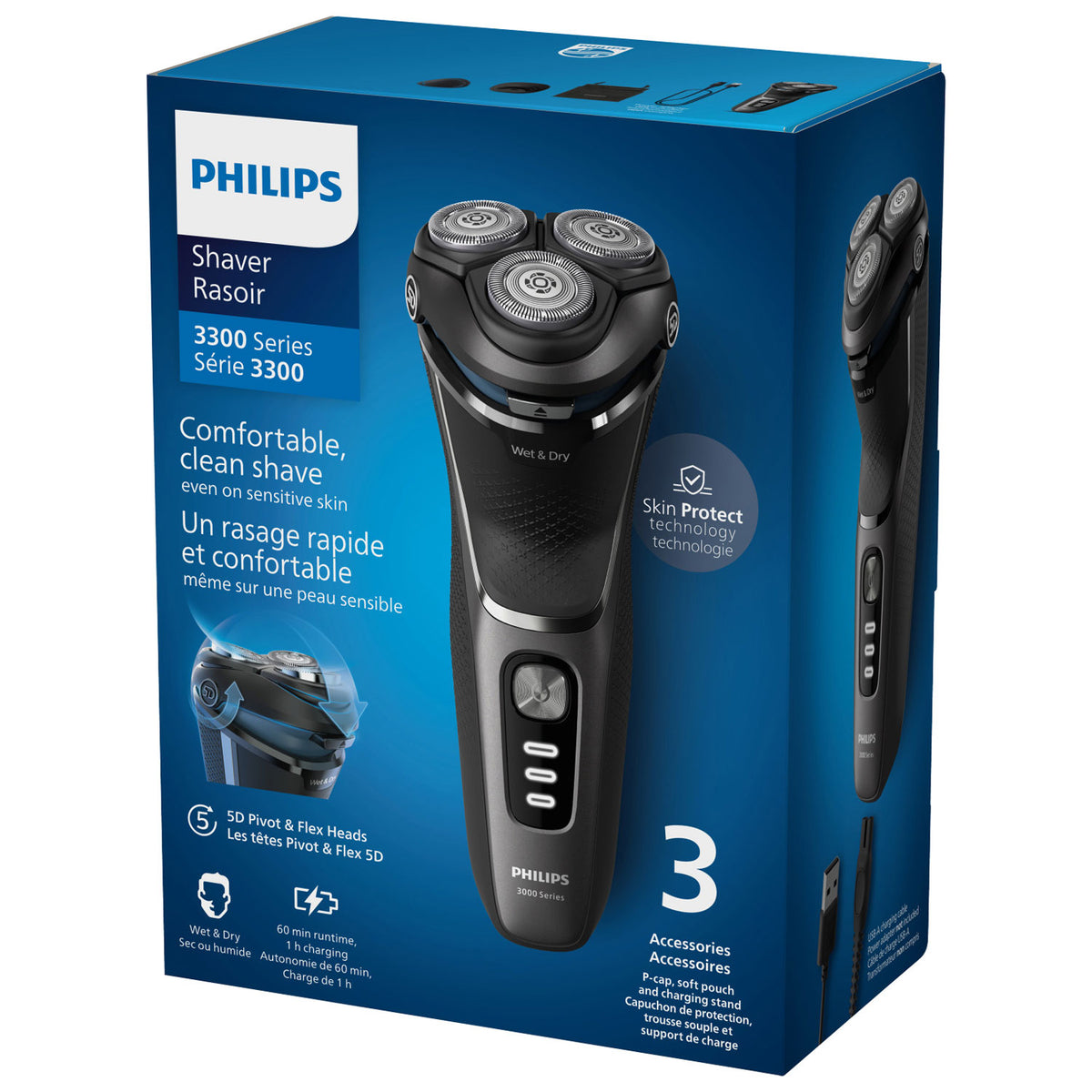 Philips Shaver Series 3300 Wet & Dry Electric Shaver S3343/13, Dark Black