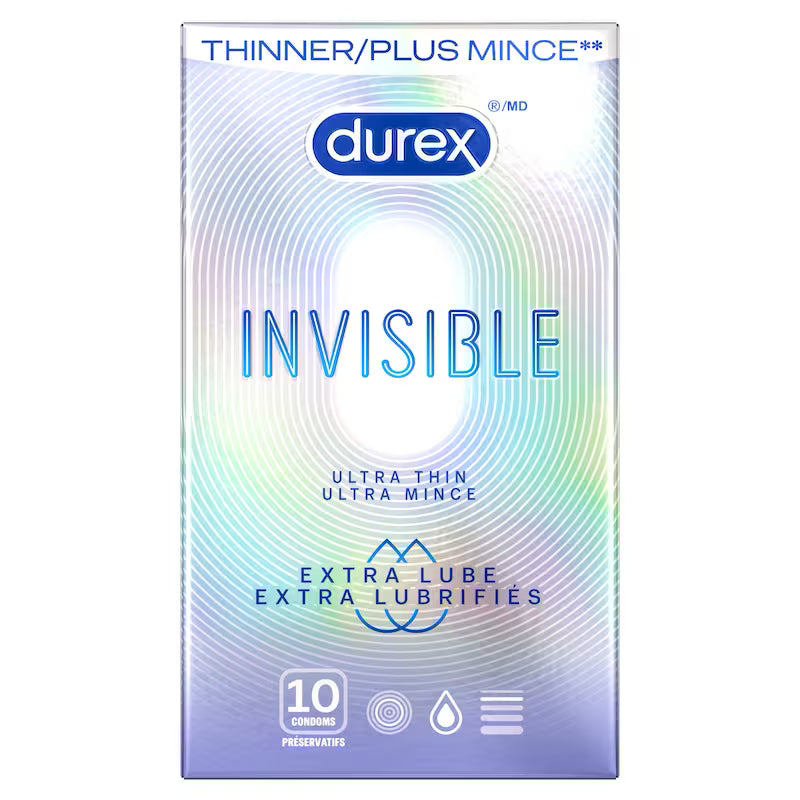 Durex Invisible Ultra Thin Extra Lube Condoms 10 Count