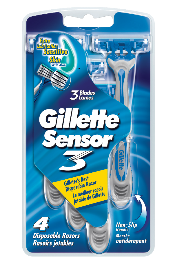 Gillette Sensor3 Sensitive Men's Disposable Razors, 4 Pack