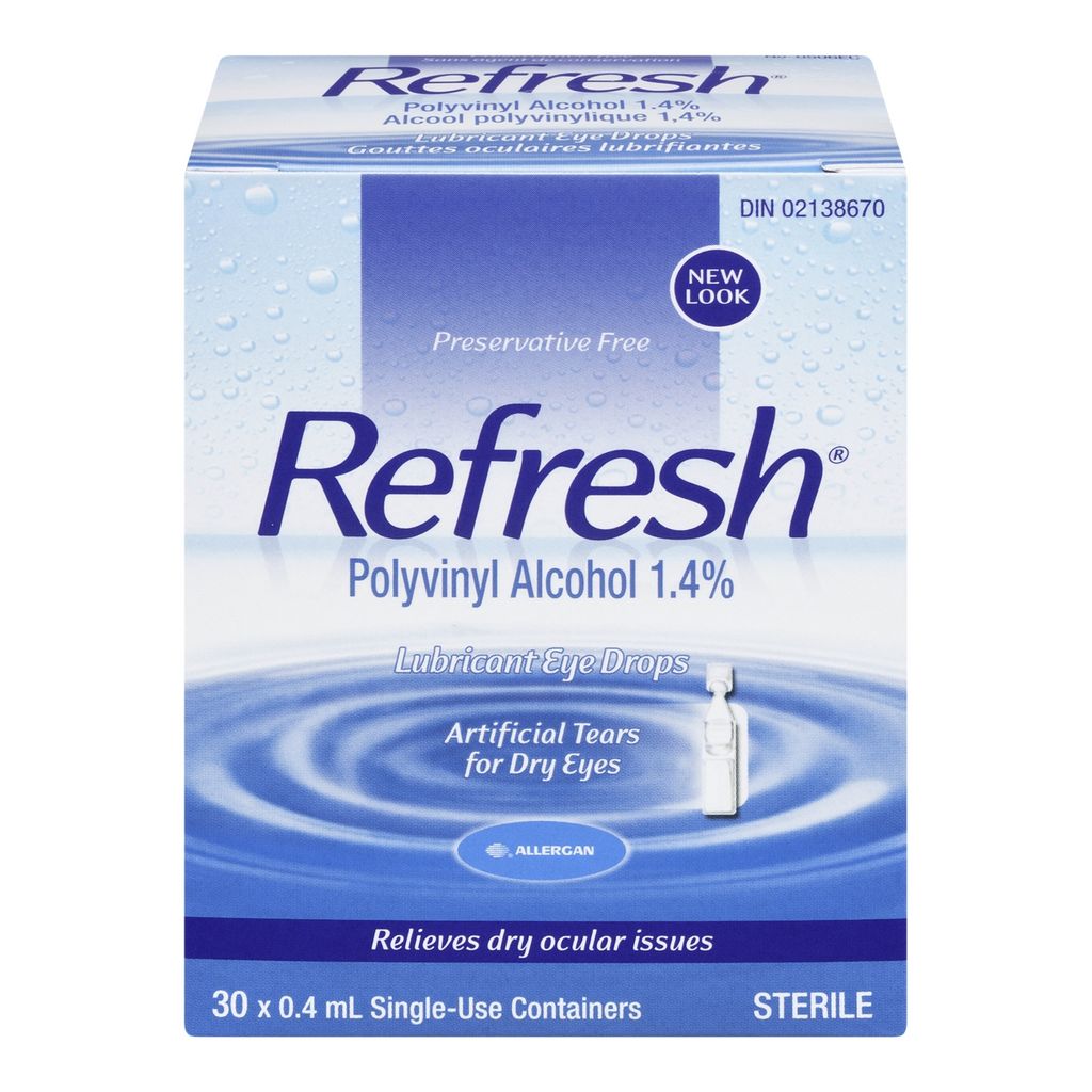 Refresh Lubricant Eye Drops, 30 x 0.4 mL Single-Use Vials