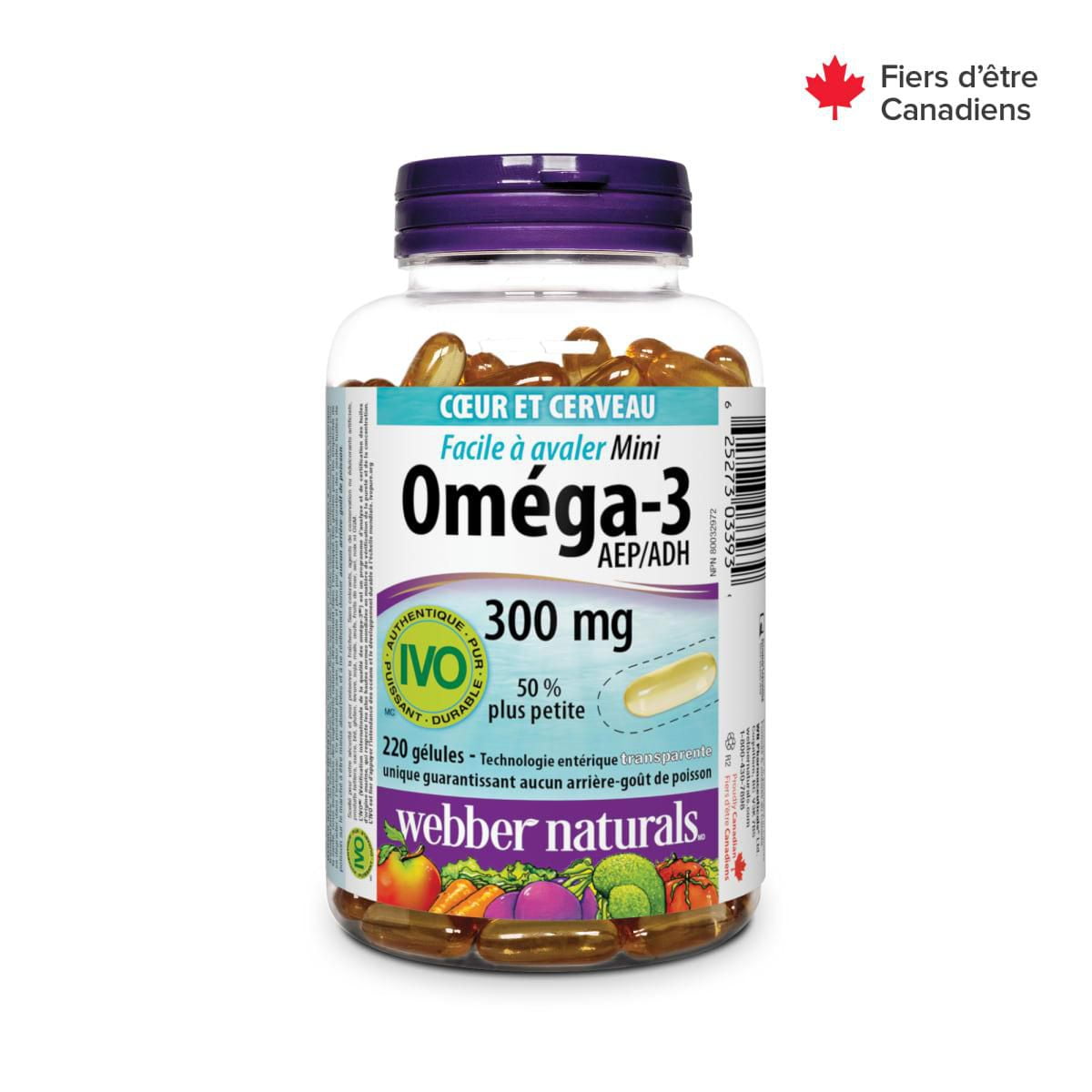 Webber Naturals Omega-3 Mini Easy Swallow 300 mg EPA/DHA, 220 Clear Enteric Softgels