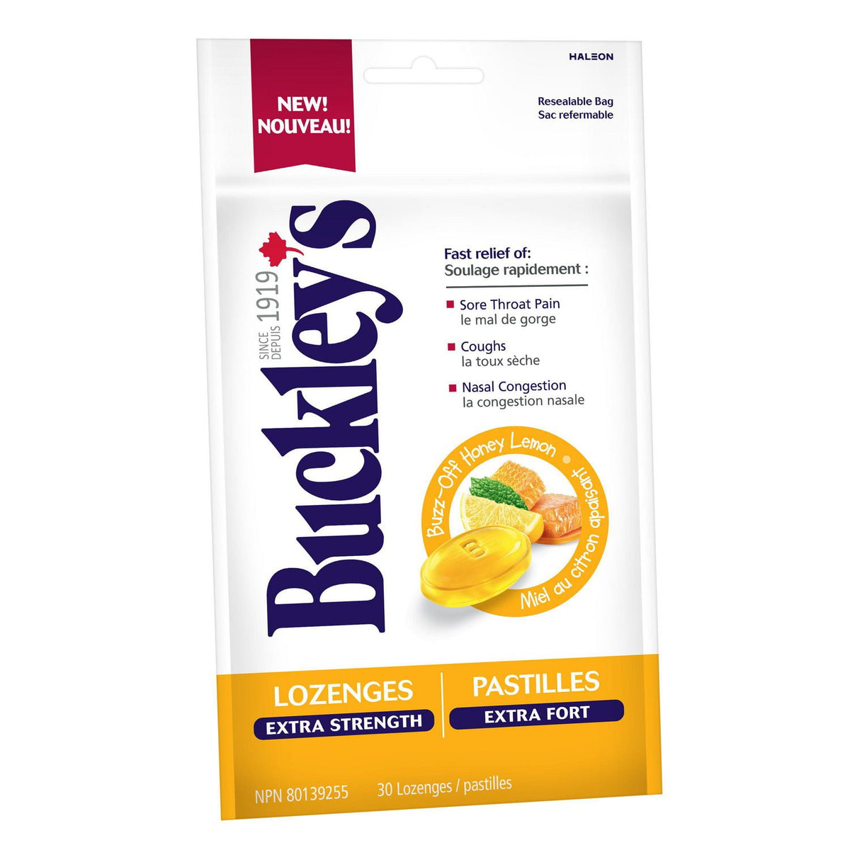 Buckley's Extra Strength Buzz-Off Honey Lemon Lozenges, 30 Count