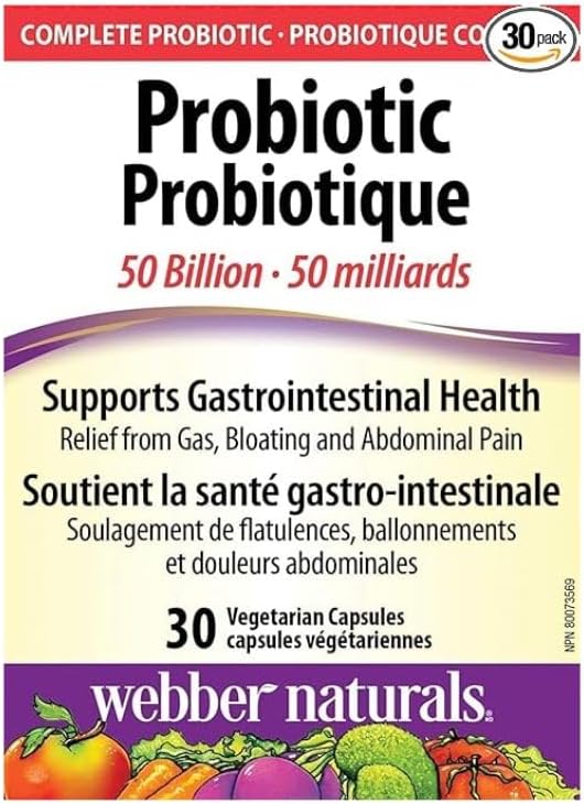 Webber Naturals Probiotic 50 Billion, 30 Vegetable Capsules