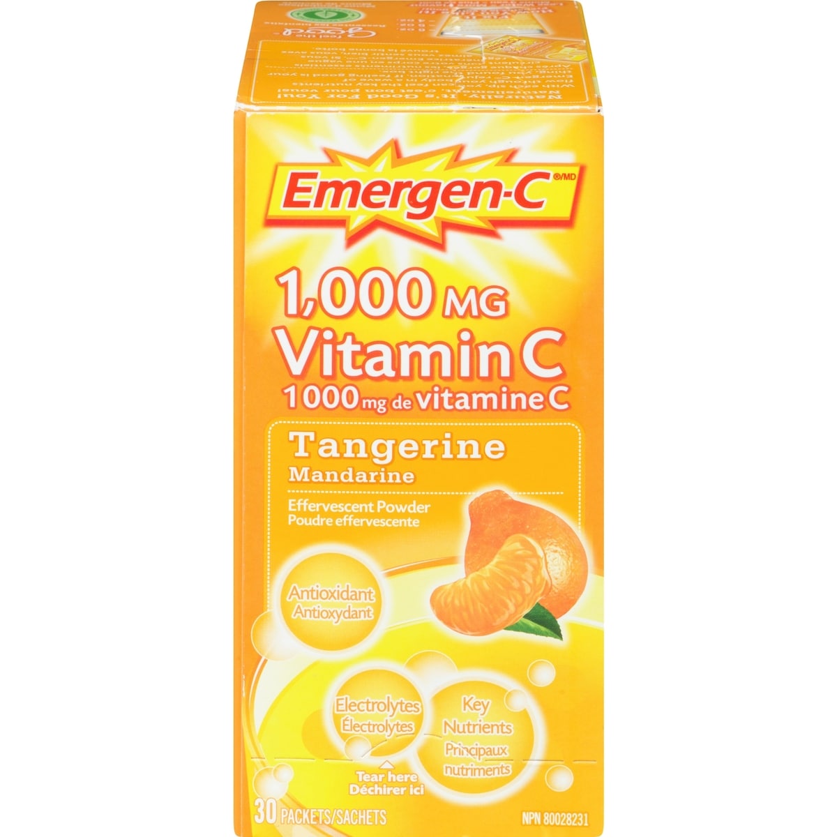 Emergen-C Tangerine 1000 mg Vitamin C Fizzy Drink Mix, 30 Packets