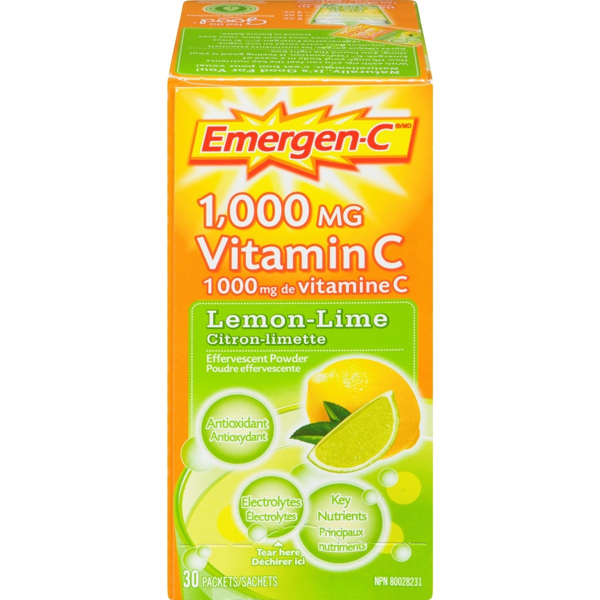 Emergen-C Vitamin C 1000 mg Lemon-Lime Fizzy Drink Mix, 30 Sachets