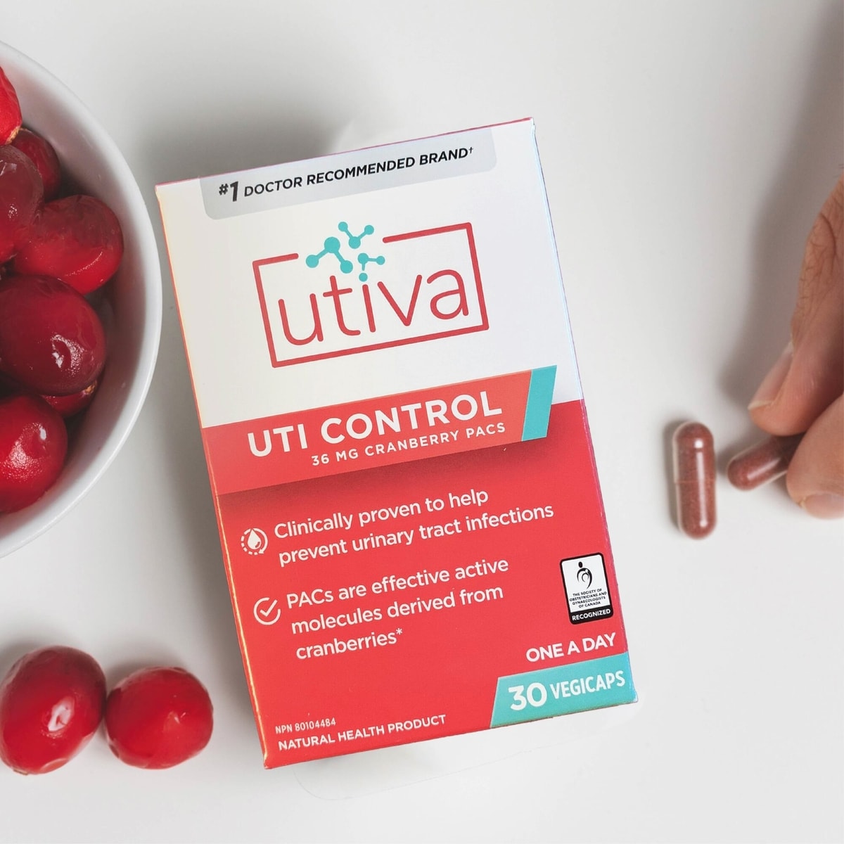 Utiva UTI Control Cranberry PACs, 30 Capsules