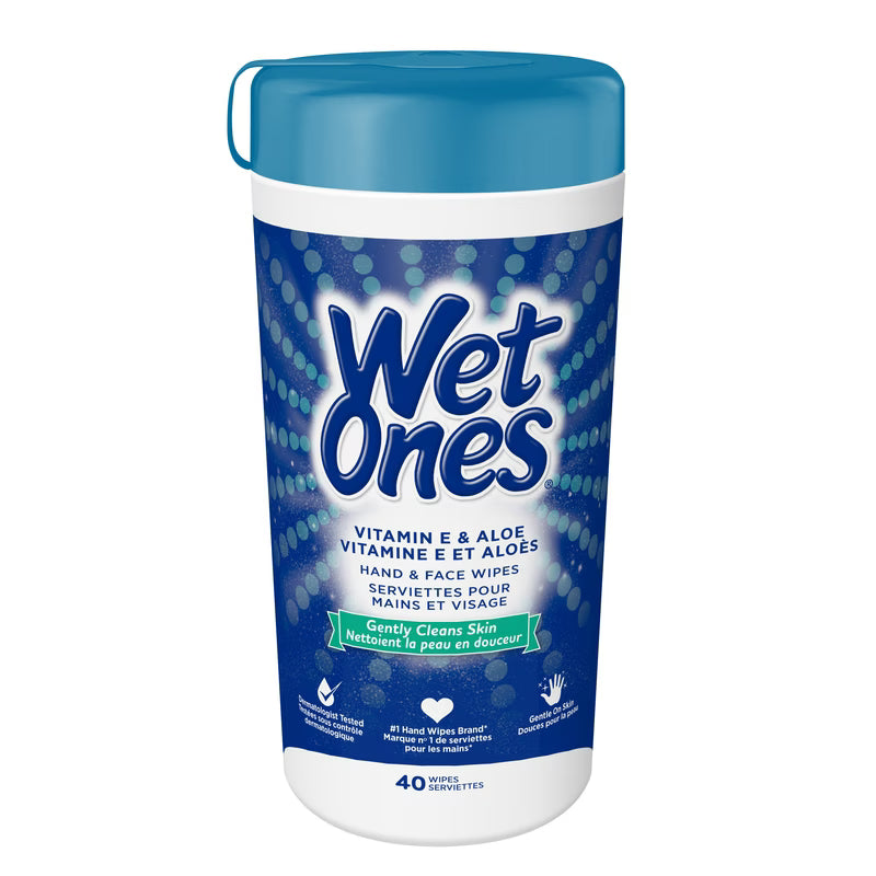 Wet Ones Hand & Face Wipes, Vitamin E & Aloe, 40 Wipes