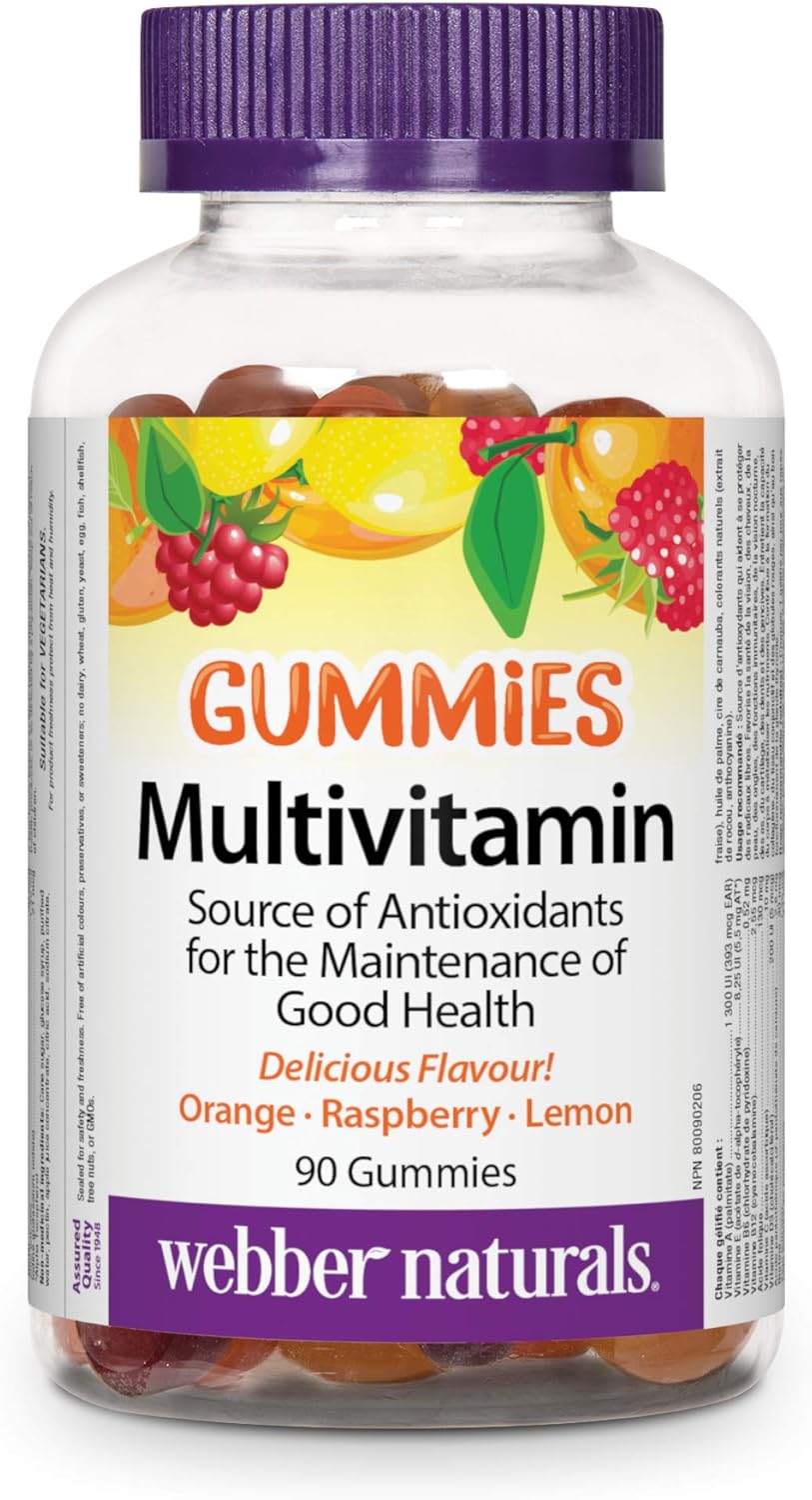 Webber Naturals Multivitamin Gummies, Orange, Raspberry & Lemon, 90 Gummies