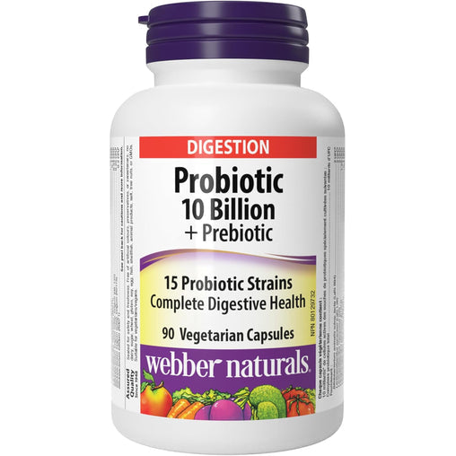 Webber Naturals Probiotic 10 Billion + Prebiotic, 90 Vegetarian Capsules