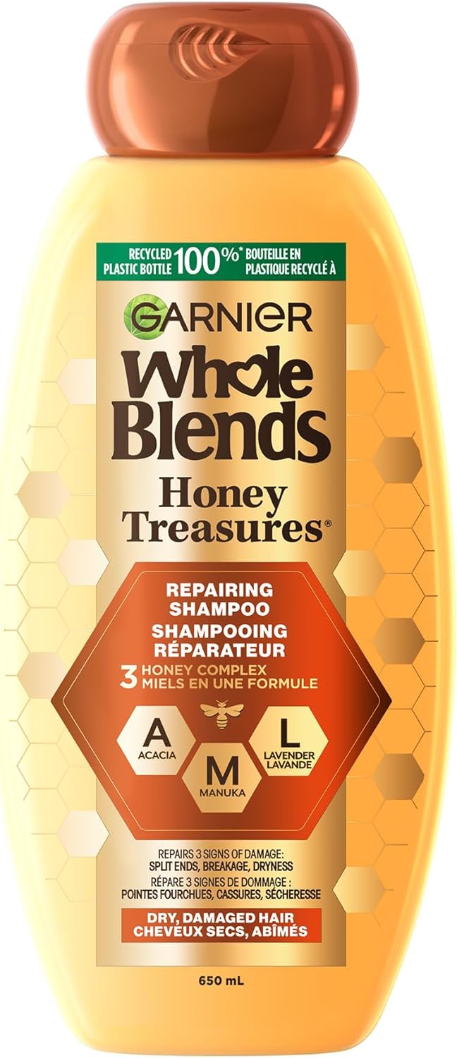 Garnier Whole Blends Honey Treasures Repairing Shampoo, 370 mL