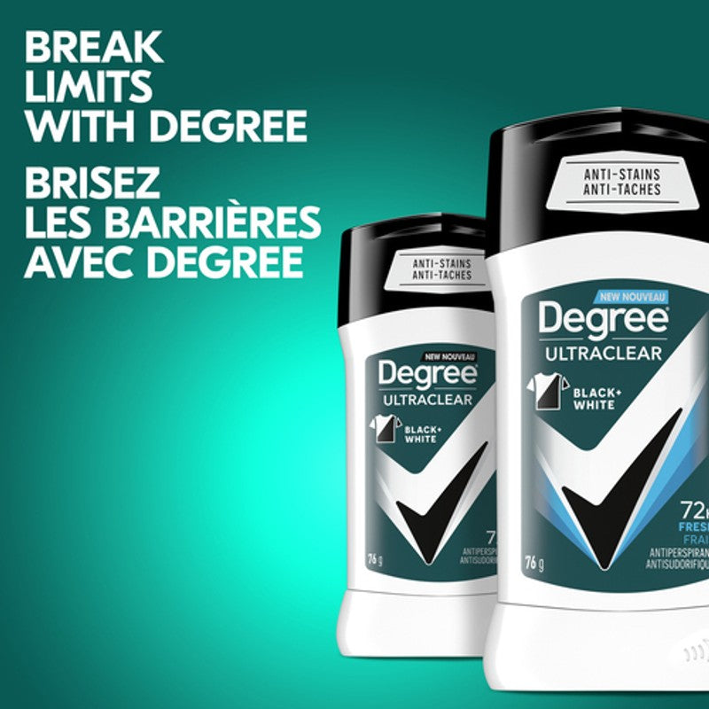 Degree Men UltraClear Black + White Fresh Antiperspirant Deodorant Stick, 76 g