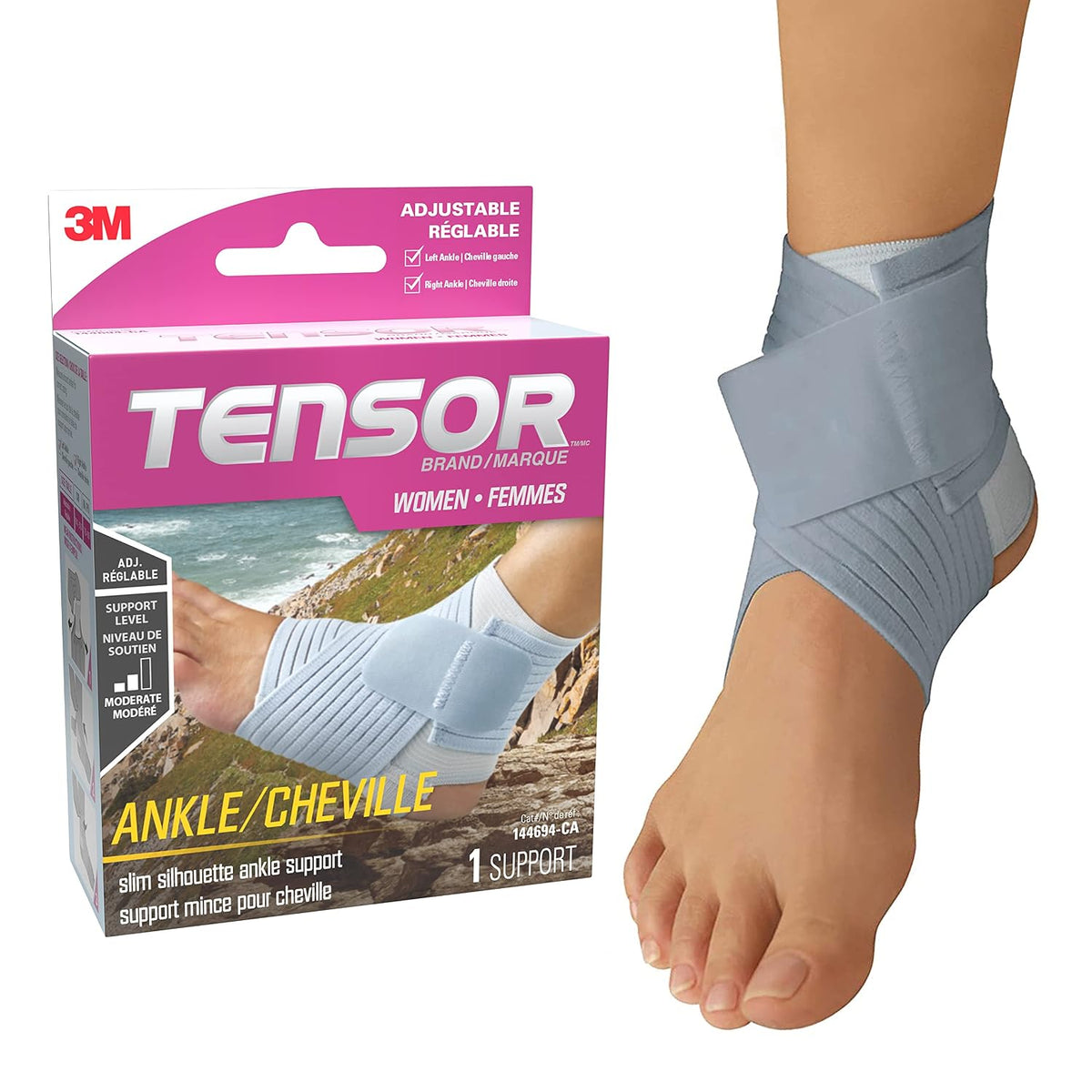 Tensor Women’s Slim Silhouette Adjustable Ankle Support, Small/Medium