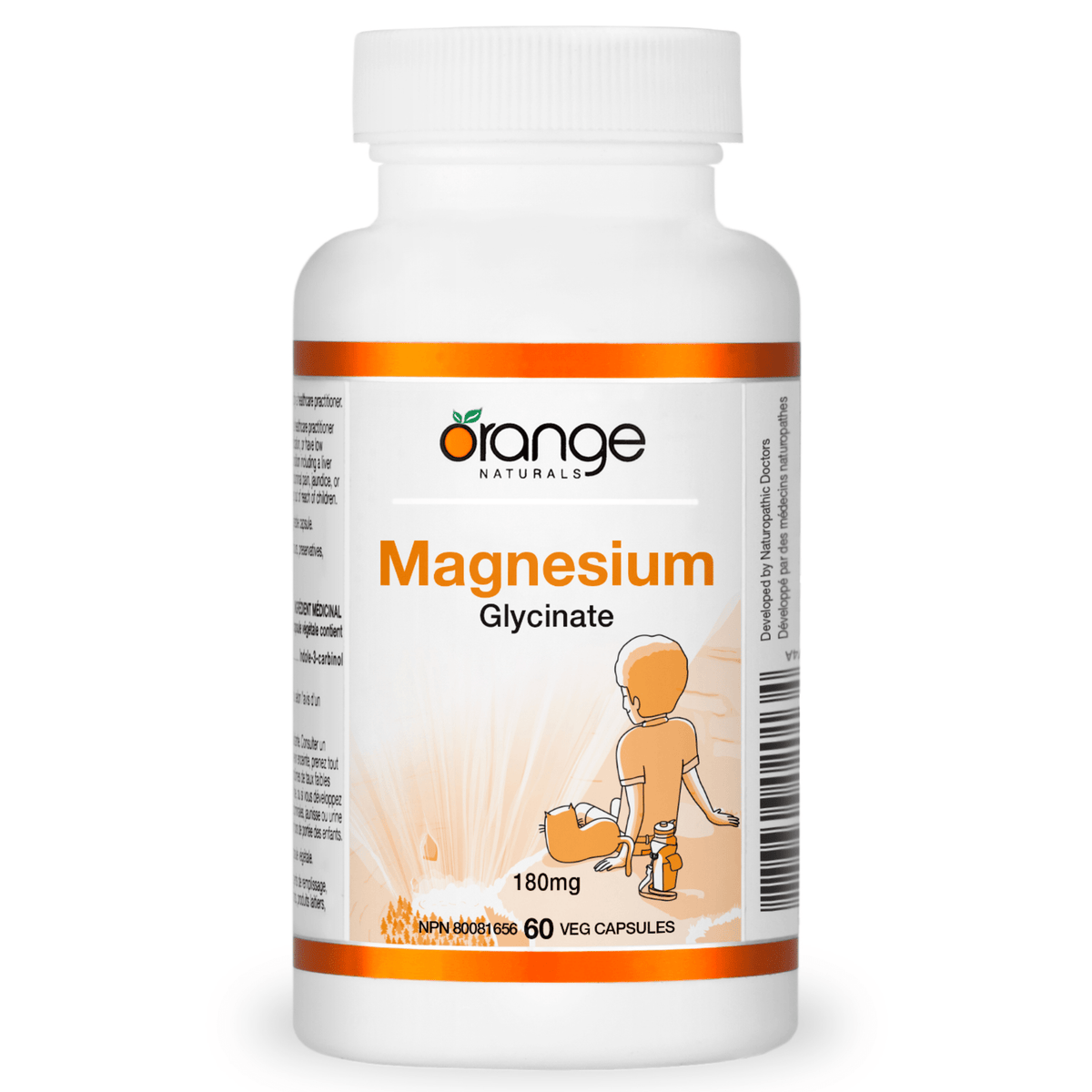 Orange Naturals Magnesium Glycinate 200 mg, 180 Vegetable Capsules