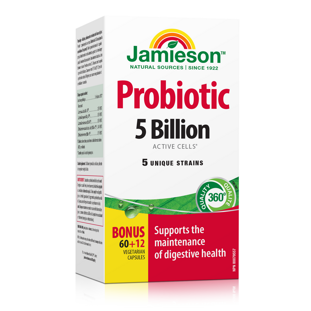 Jamieson Probiotic 5 Billion CFU 60 + 12 Vegetarian Capsules