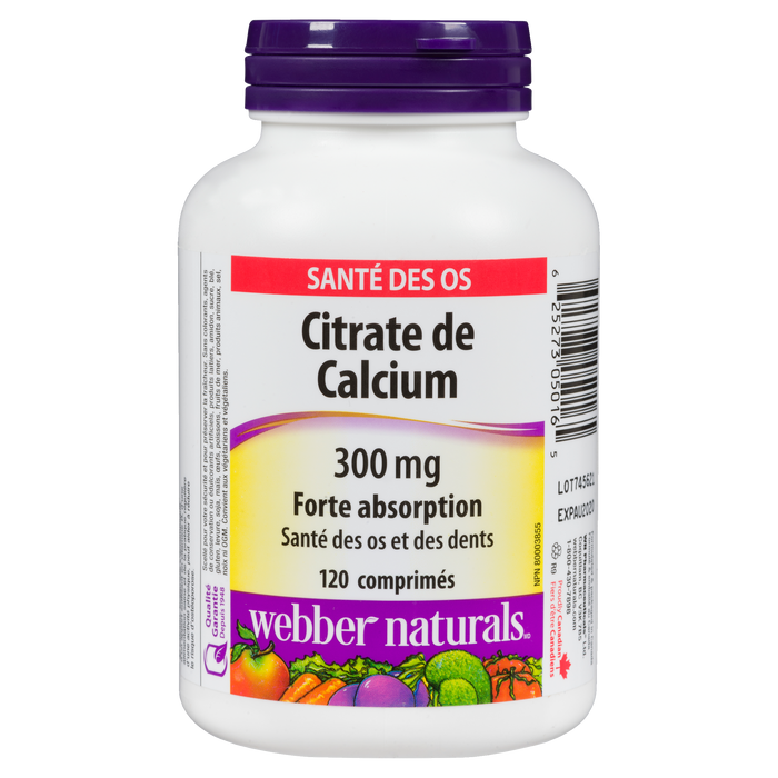 Webber Naturals Calcium Citrate High Absorption 300 mg, 120 Tablets
