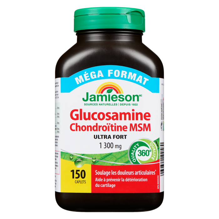 Jamieson Glucosamine Chondroitin MSM Ultra Strength 1,300 mg Mega Size, 150 Caplets