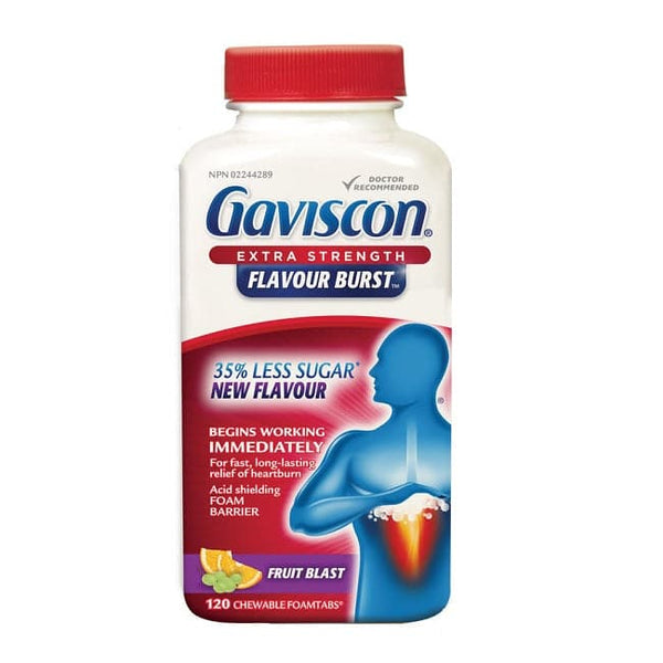 Gaviscon Extra Strength Chewable Foamtabs, Fruit Blend, 120 Count