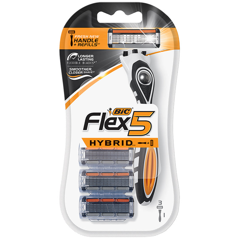 BIC Flex5 Hybrid Razor Kit with 3 Blade Cartridges
