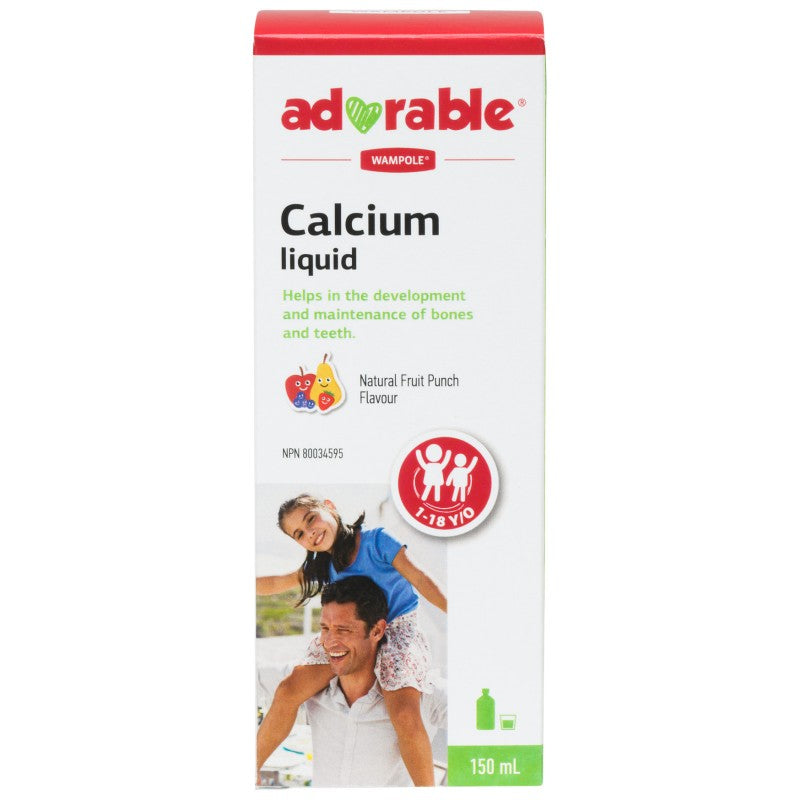 Adorable Calcium Liquid, Natural Fruit Punch, 150 mL