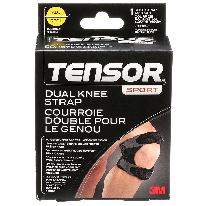 Tensor Sport Dual Knee Strap, Adjustable, Black