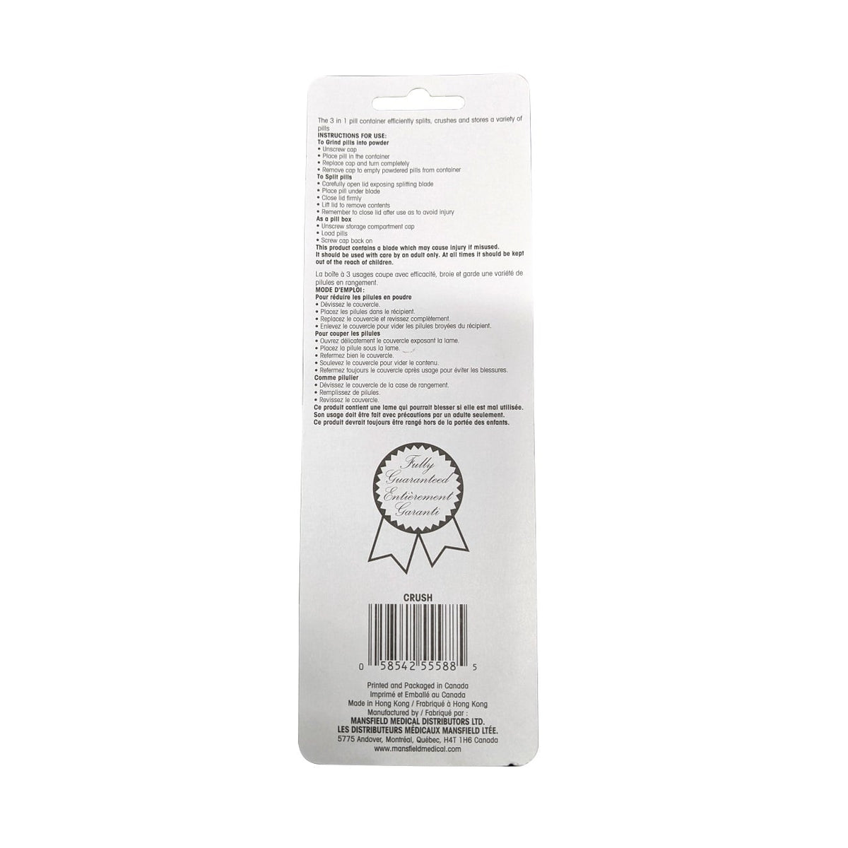 Mansfield 3-in-1 Pill Crusher, Splitter & Storage Box