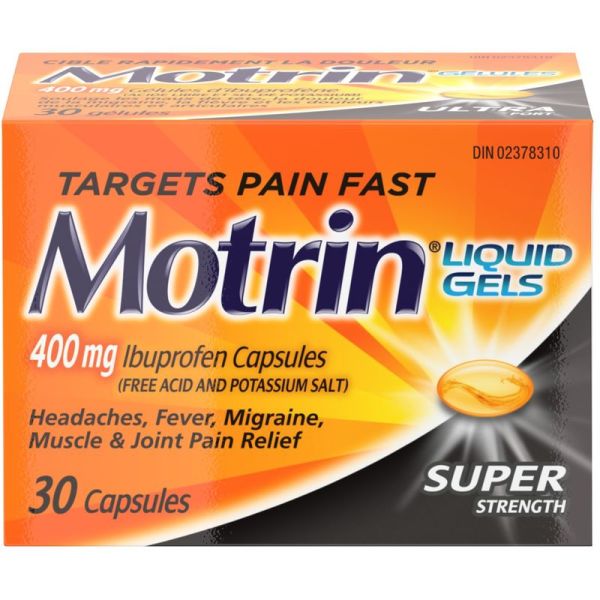 Motrin Super Strength Ibuprofen 400 mg Liquid Gels, 30 Capsules