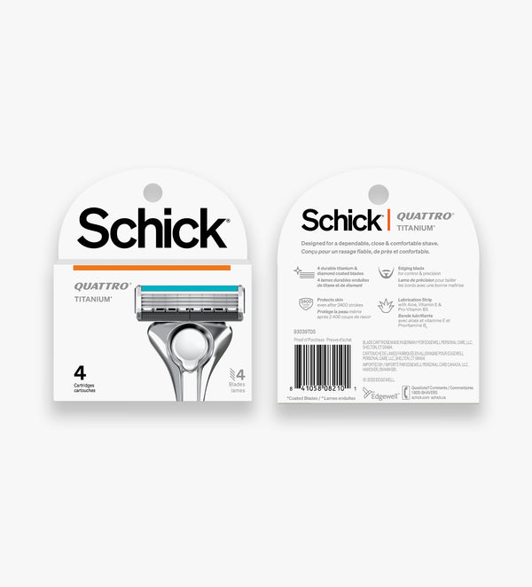 Schick Quattro Titanium Razor Refill Cartridges, 4 Count