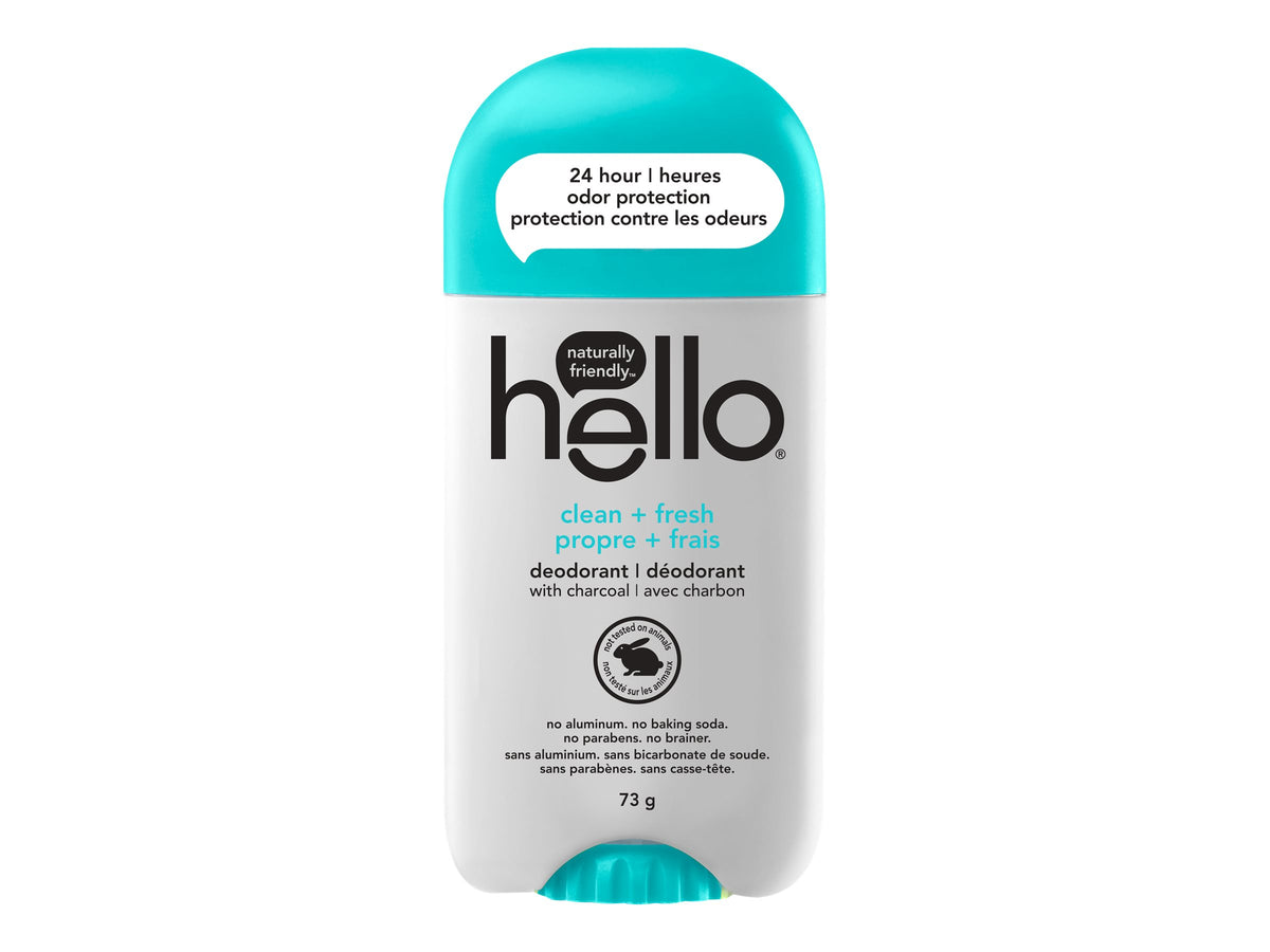 hello Clean + Fresh Aluminum-Free Deodorant with Charcoal, 73 g
