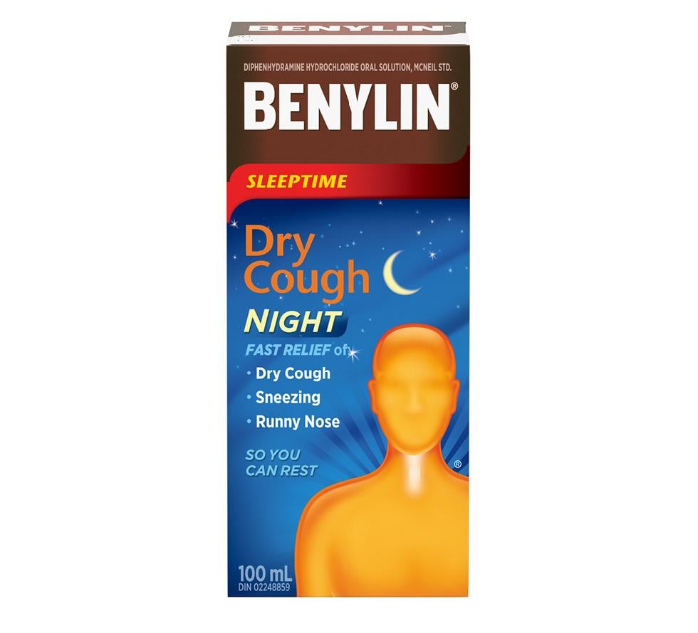 BENYLIN Regular Strength Dry Cough Night Syrup, 100 mL