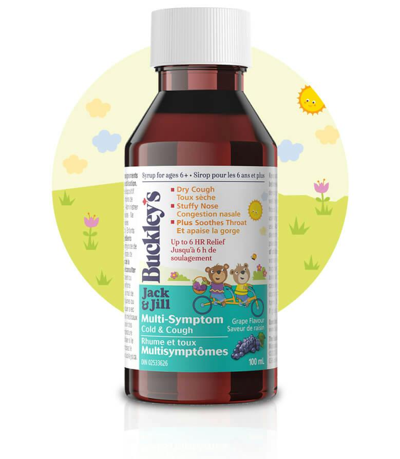 Buckley’s Jack & Jill Multi-Symptom Cold & Cough Syrup, Grape, 100 mL