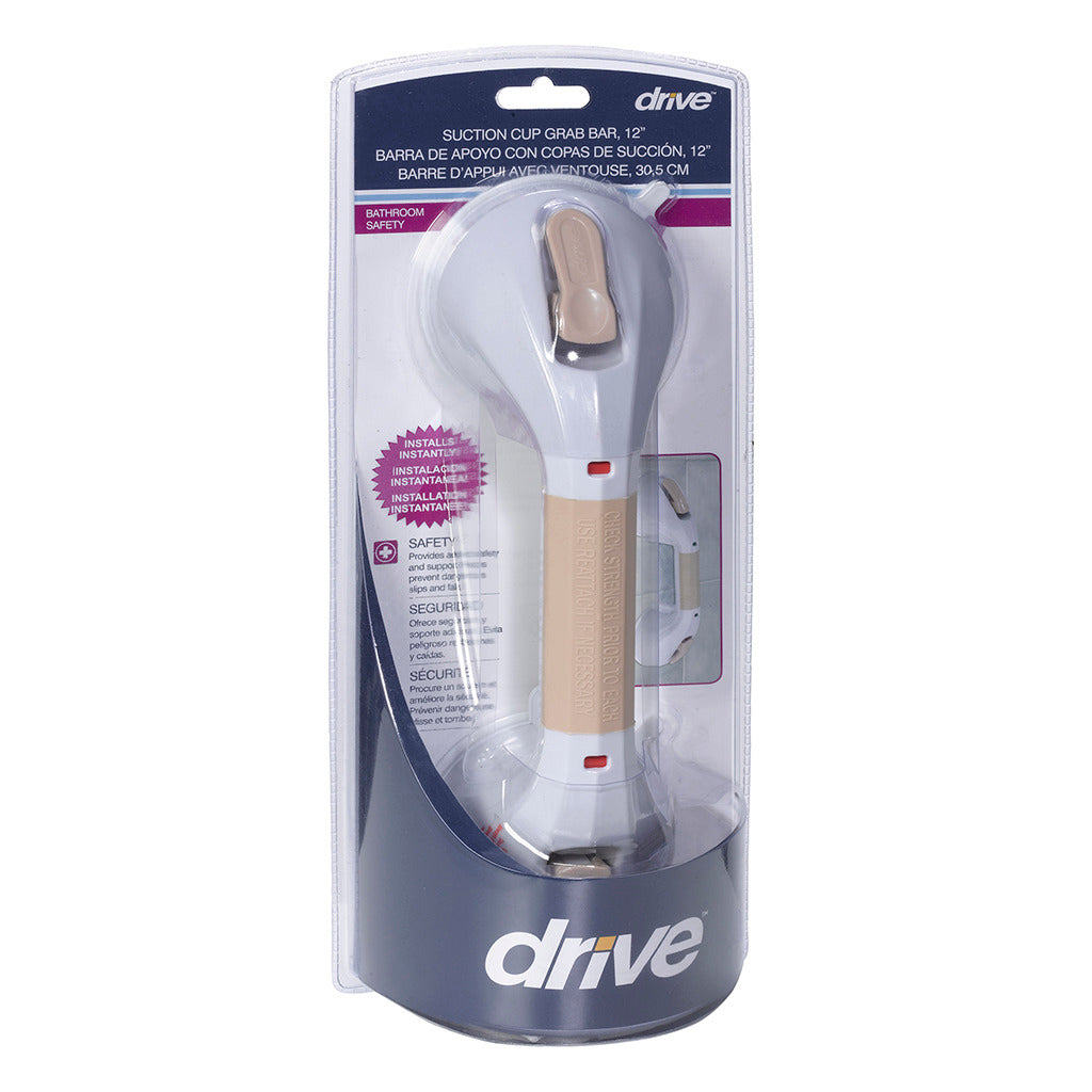 Drive Medical 12 in White & Beige Suction Cup Grab Bar