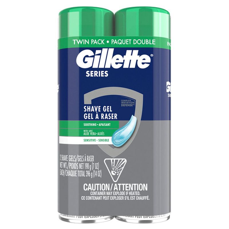Gillette Series 3X Action Sensitive Shave Gel Twin Pack, 2 x 198 g