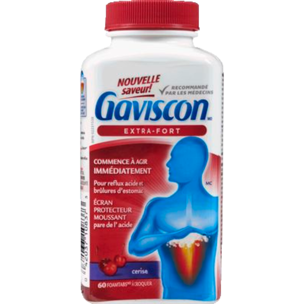 Gaviscon Extra Strength Chewable Foamtabs, Cherry, 60 Tablets