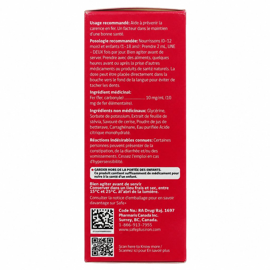 SaFe+ Kids Liquid Iron, Cherry Flavour, 10 mg/mL, 120 mL