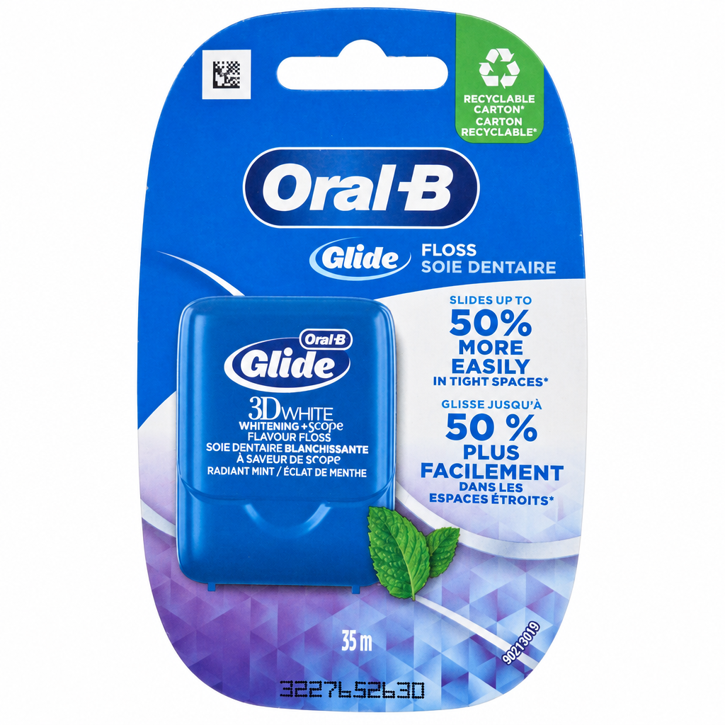 Oral-B Glide 3D White Whitening + Scope Dental Floss, Radiant Mint, 35 m