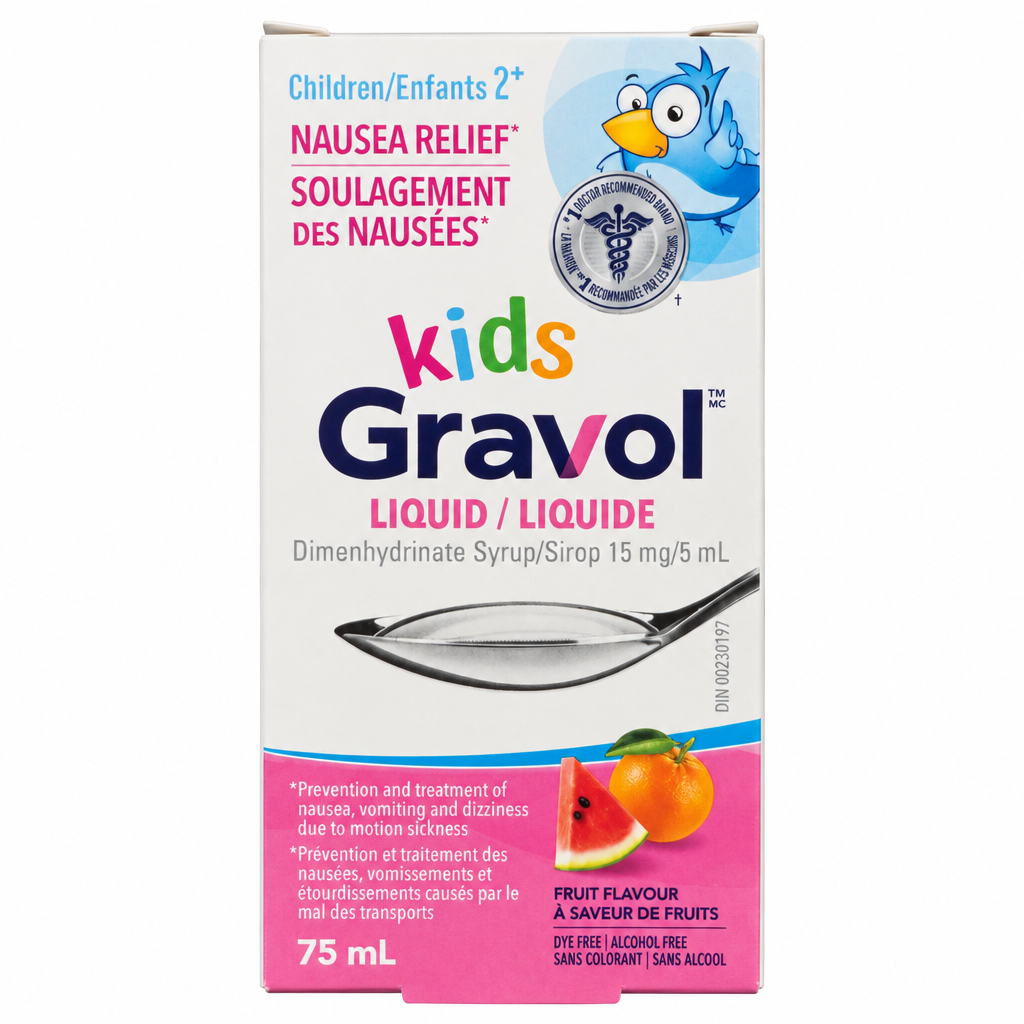 Gravol Kids Liquid Fruit Flavour 15 mg/5 mL, 75 mL