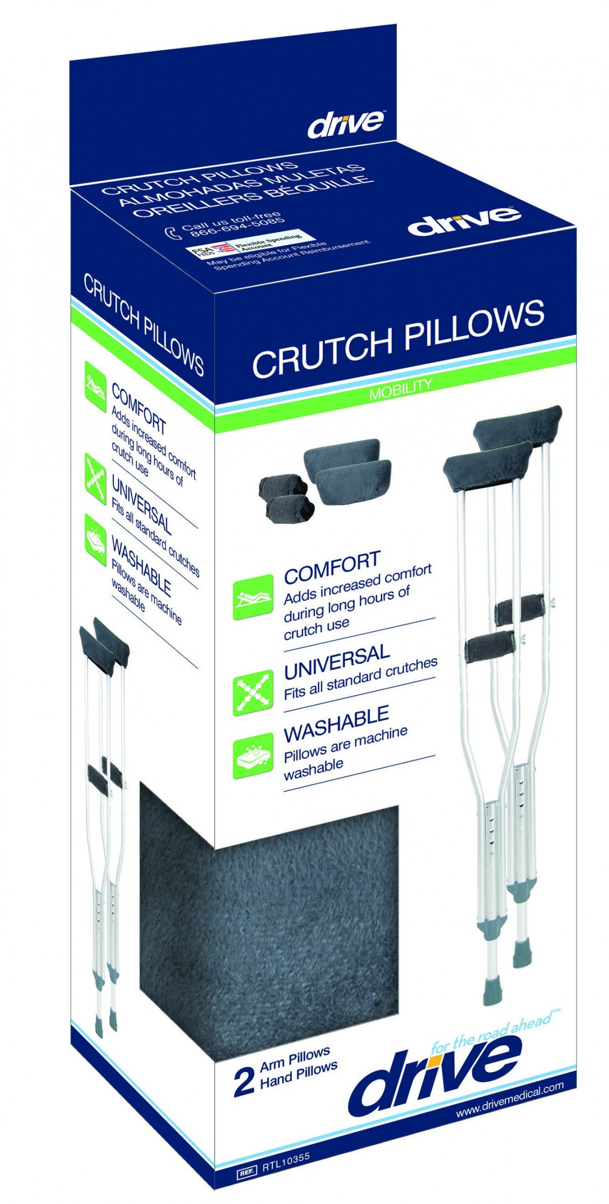 Drive Medical Crutch Pillows, Grey