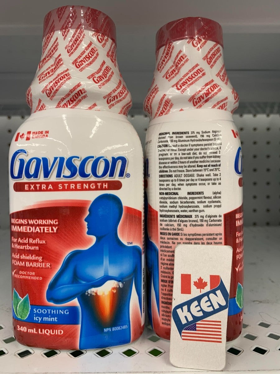 Gaviscon Extra Strength Soothing Icy Mint Liquid Antacid 340 mL
