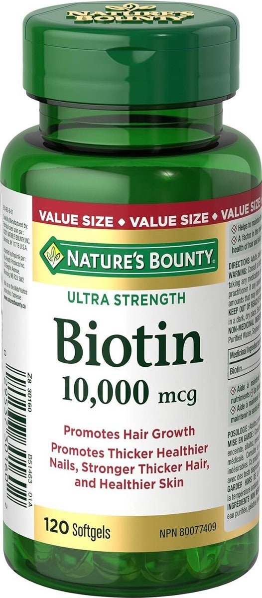 Nature's Bounty Maximum Strength Biotin 10,000 mcg Capsules, 120 Count