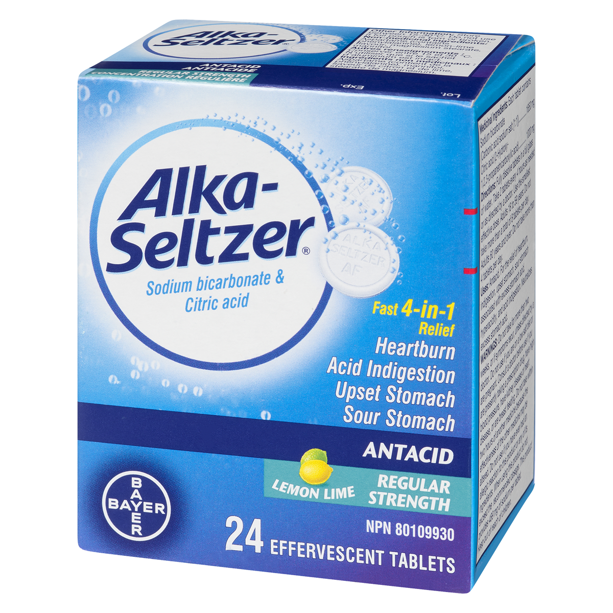 Alka-Seltzer Heartburn Relief Lemon Lime Effervescent Tablets, 24 Tablets