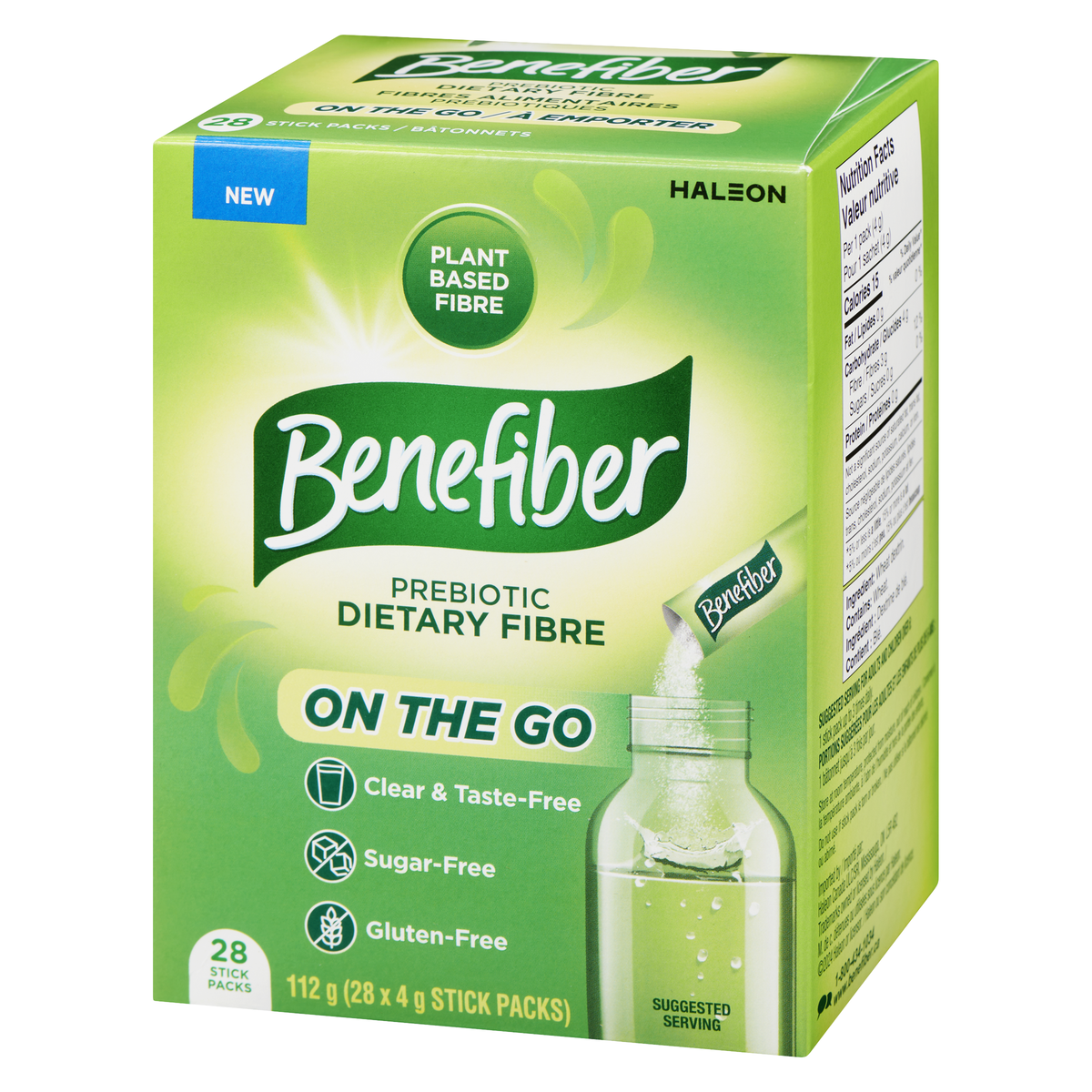 Benefiber On-the-Go Prebiotic Dietary Fibre Powder Stick Packs, 28 x 4 g