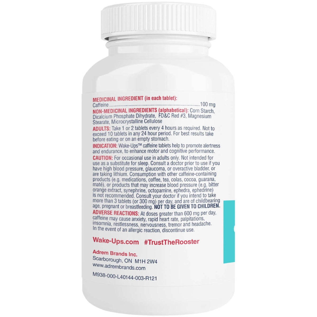 Wake-Ups Caffeine Tablets 100 mg, 100 Tablets