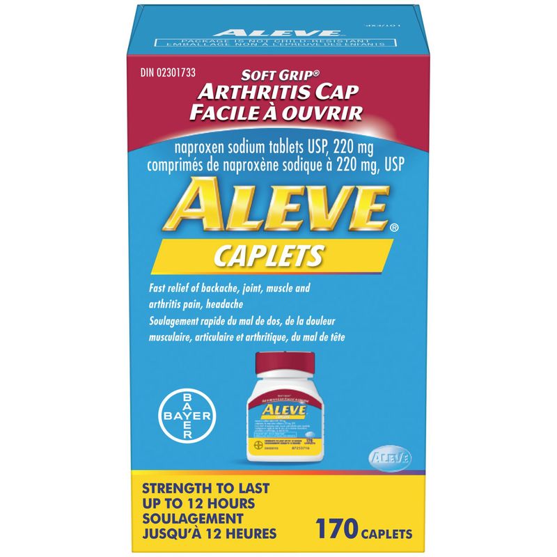 Aleve Pain Relief Caplets 220 mg with Easy Open Soft Grip Arthritis Cap, 170 Caplets